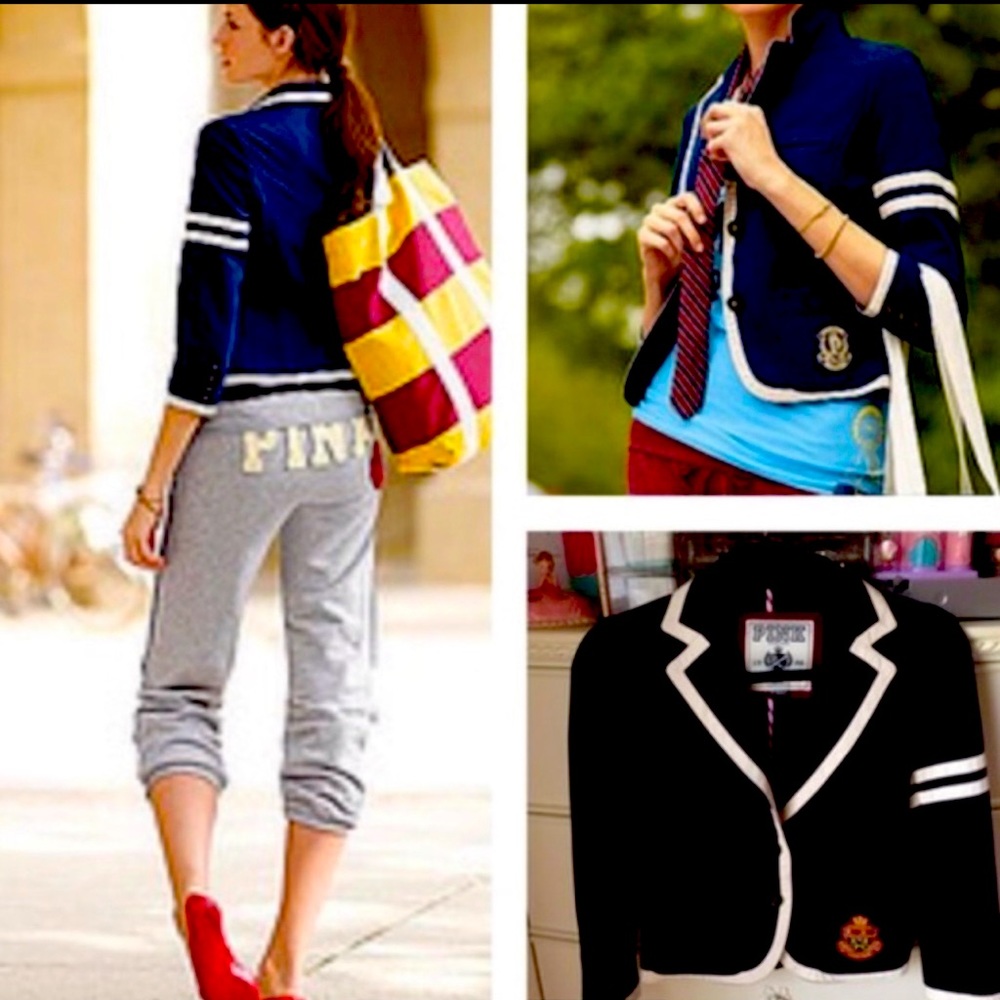 Vintage PINK Victoria’s Secret navy blue blazer jacket